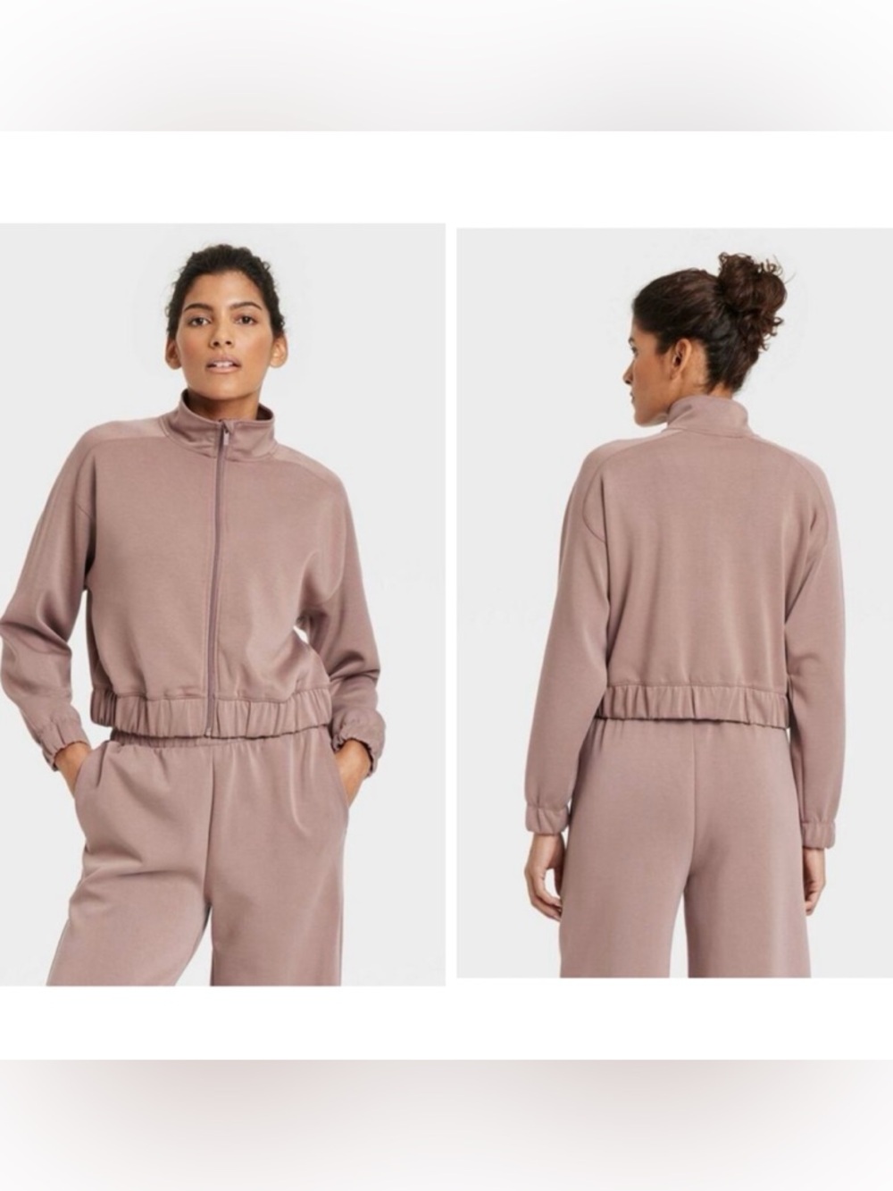 all in motion Dusty Mauve Relaxed Zip-Front Track Jacket.